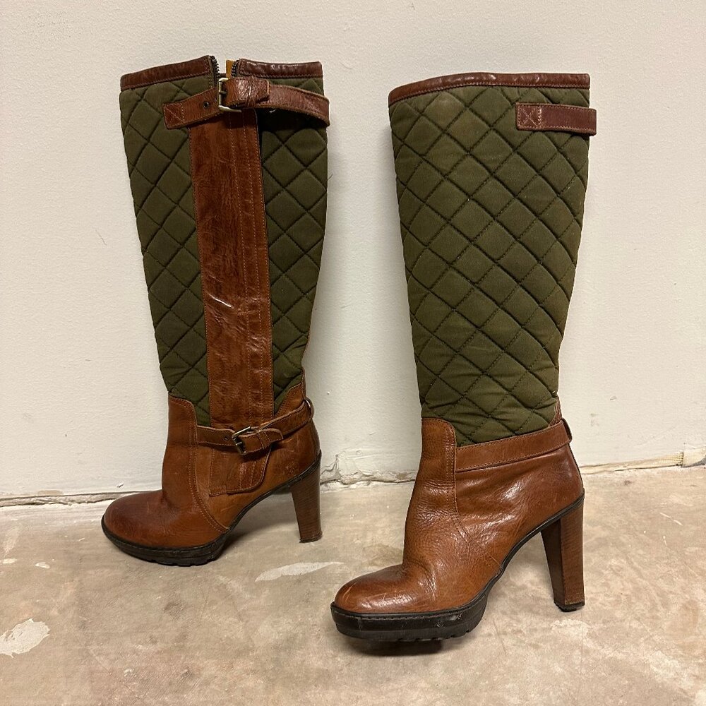 Ralph Lauren Purple Label Size 9.5 Burnished Leather Boots Made in Italy